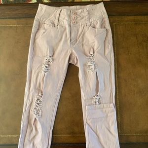 pink ripped skinny jeans